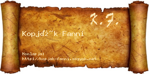 Kopják Fanni névjegykártya
